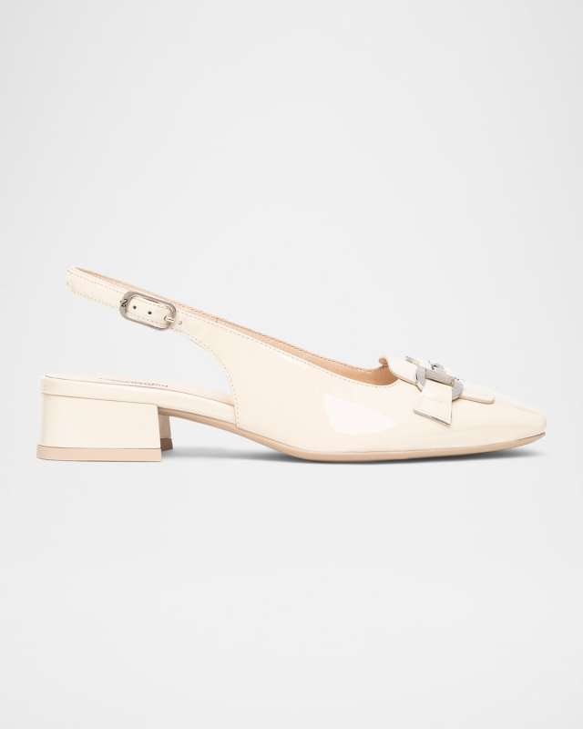 Patent Leather Horsebit Slingback Pumps